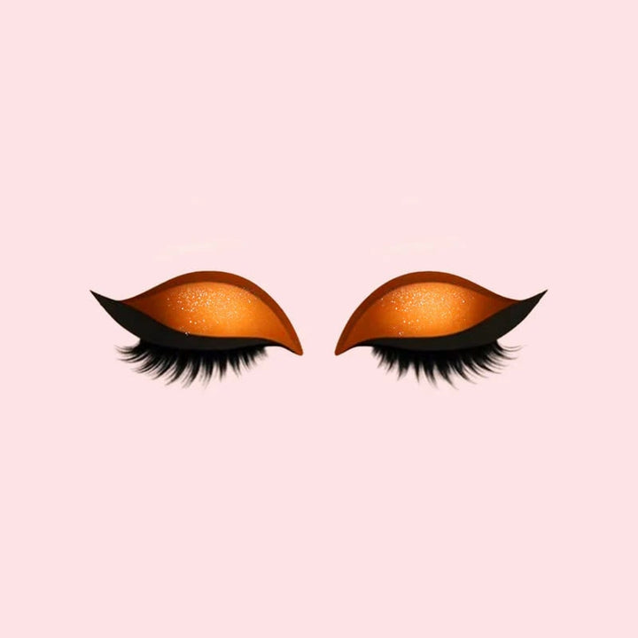 Winged Eyeliner Stickers with False Lashes and Glitter Eyeshadow
