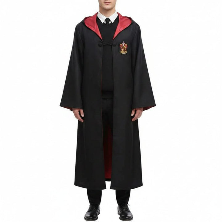 Wizard Robe Costume with Embroidered Crest and Hood