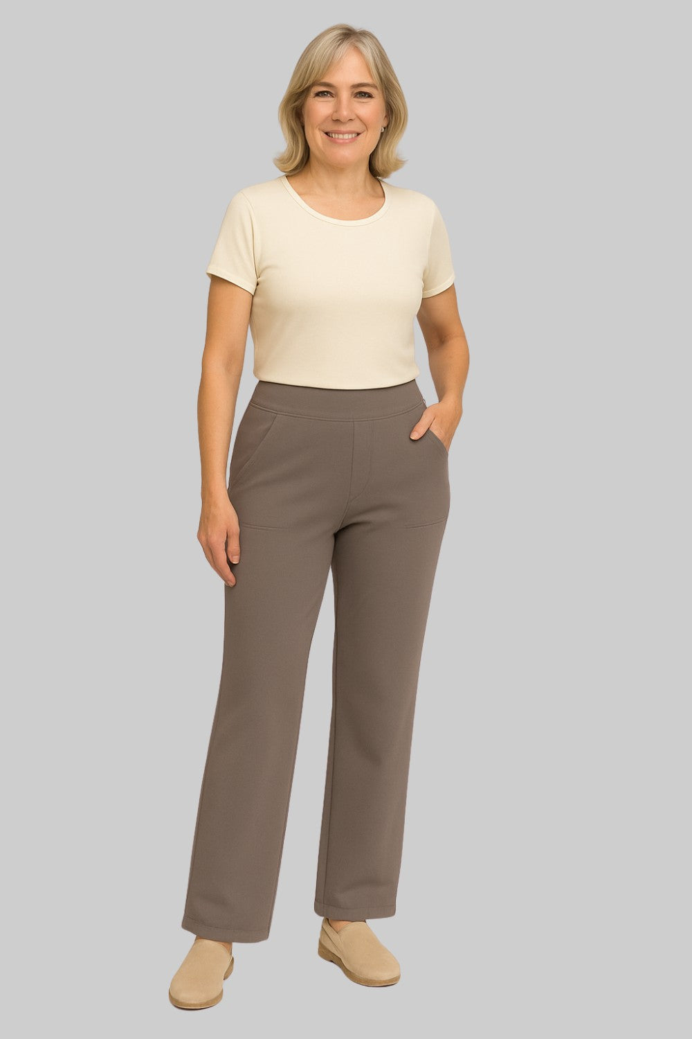Women's High-Waisted Stretch Pants – Comfortable Pull-On Pants