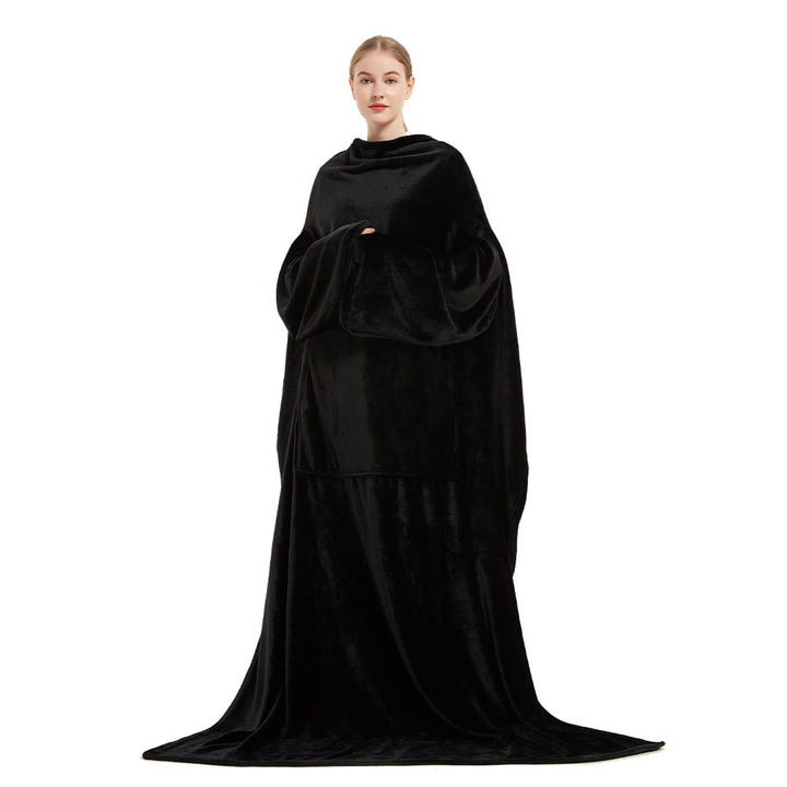 Women's Blanket with Sleeves Wearable Fleece Robe with Front Pocket and Long Oversized Fit