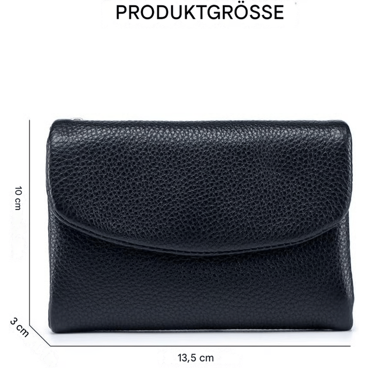 Women's Leather Wallet with Zippered Pockets Card Slots and Id Window
