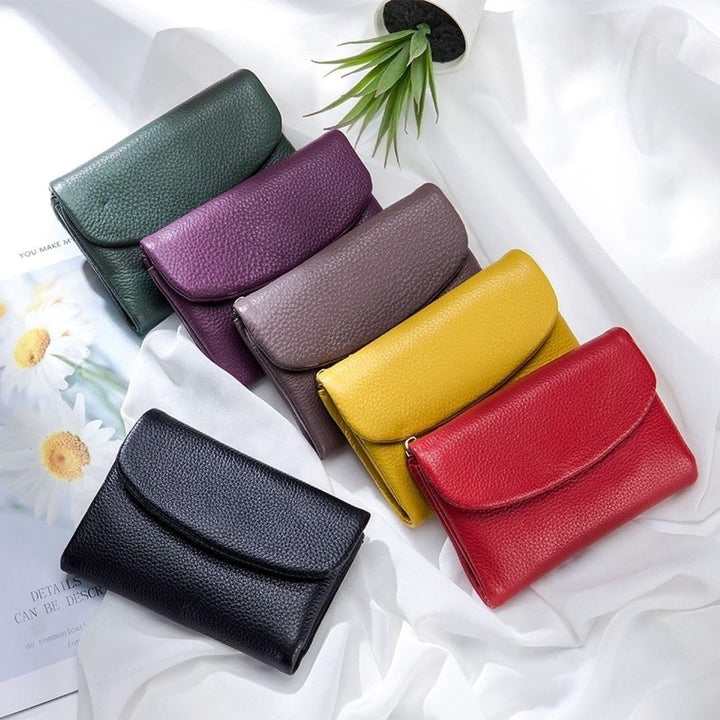 Women's Leather Wallet with Zippered Pockets Card Slots and Id Window