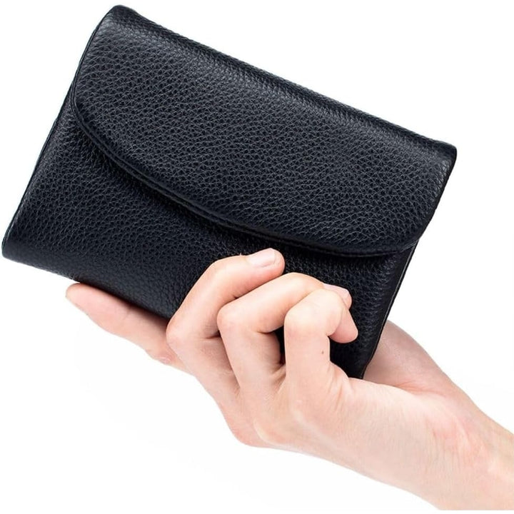 Women's Leather Wallet with Zippered Pockets Card Slots and Id Window