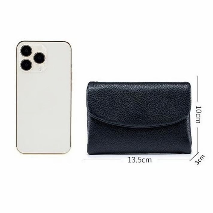 Women's Leather Wallet with Zippered Pockets Card Slots and Id Window