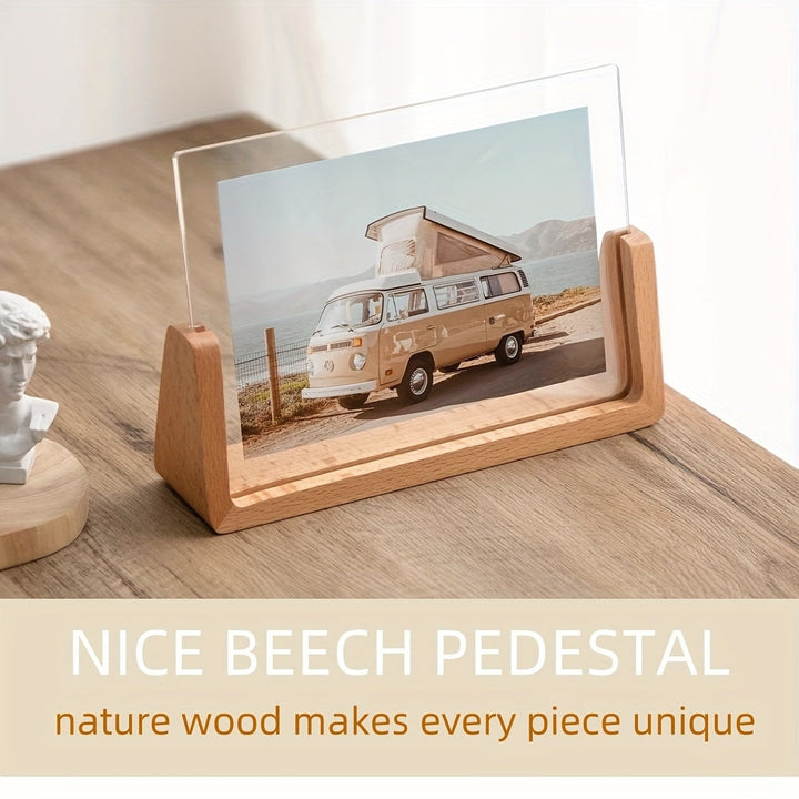 Wood Picture Frame 12x18 and 11x17 Modern Tabletop Display with Clear Acrylic Panels