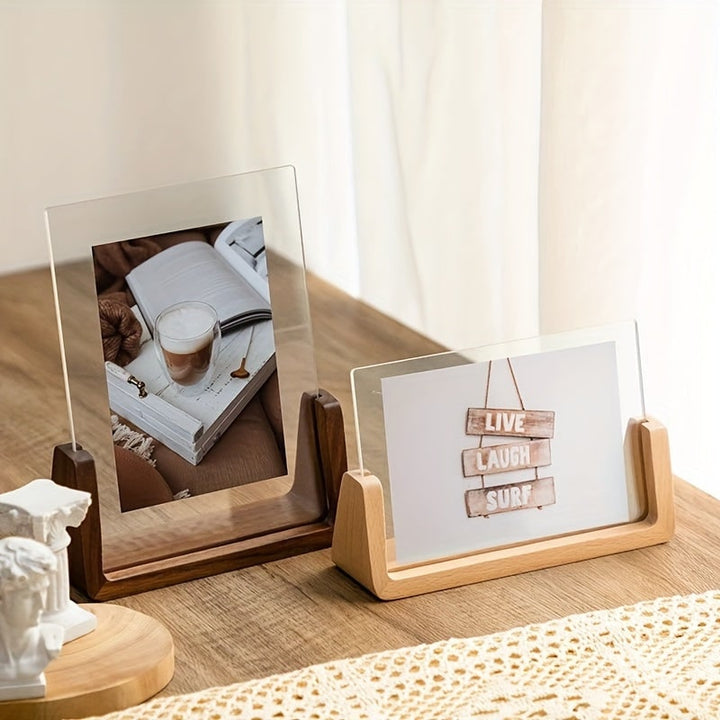Wood Picture Frame 12x18 and 11x17 Modern Tabletop Display with Clear Acrylic Panels