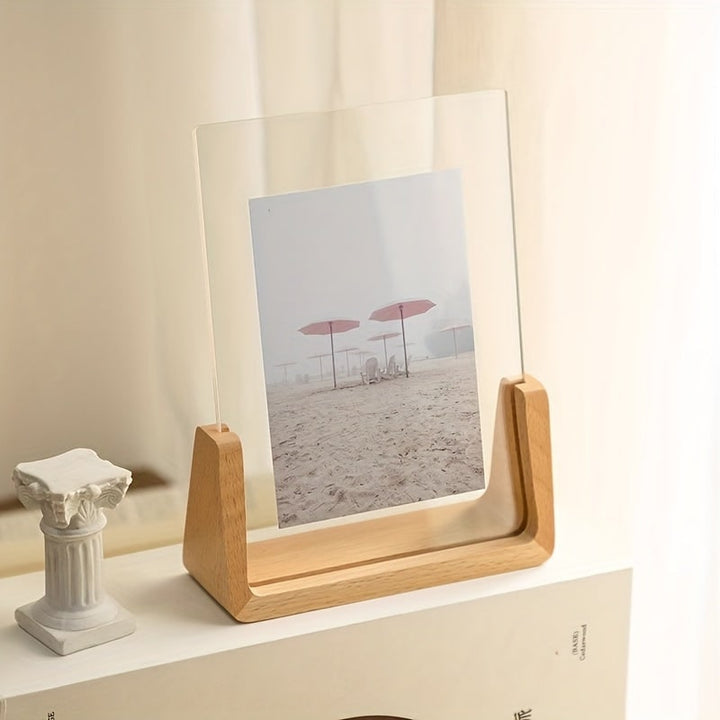 Wood Picture Frame 12x18 and 11x17 Modern Tabletop Display with Clear Acrylic Panels