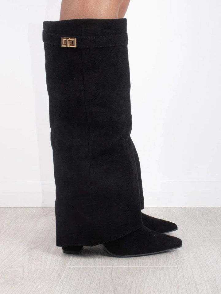 Knee-High Suede Boots with Heel