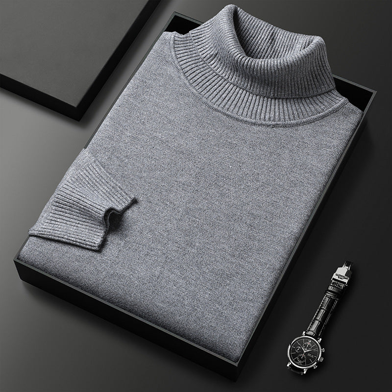 Men's cashmere-blend roll-neck sweater with ribbed trim