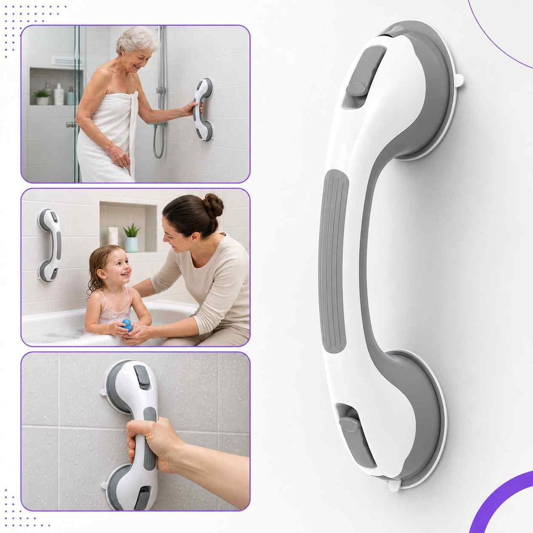 Suction grab handle for the shower, drill-free bathroom safety handle, 15.7 inch