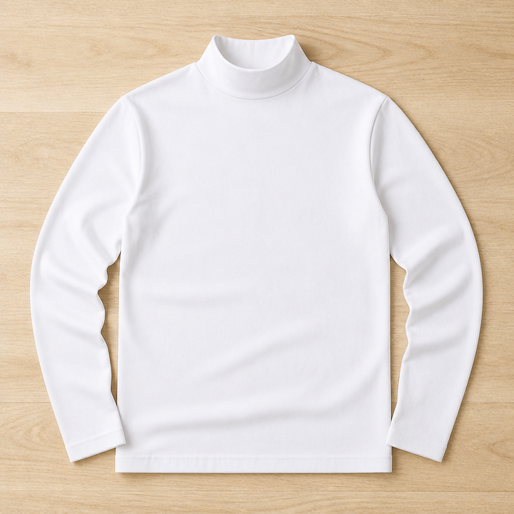 Men's slim-fit long-sleeved top with fold-over high collar