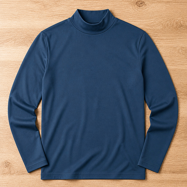 Men's slim-fit long-sleeved top with fold-over high collar